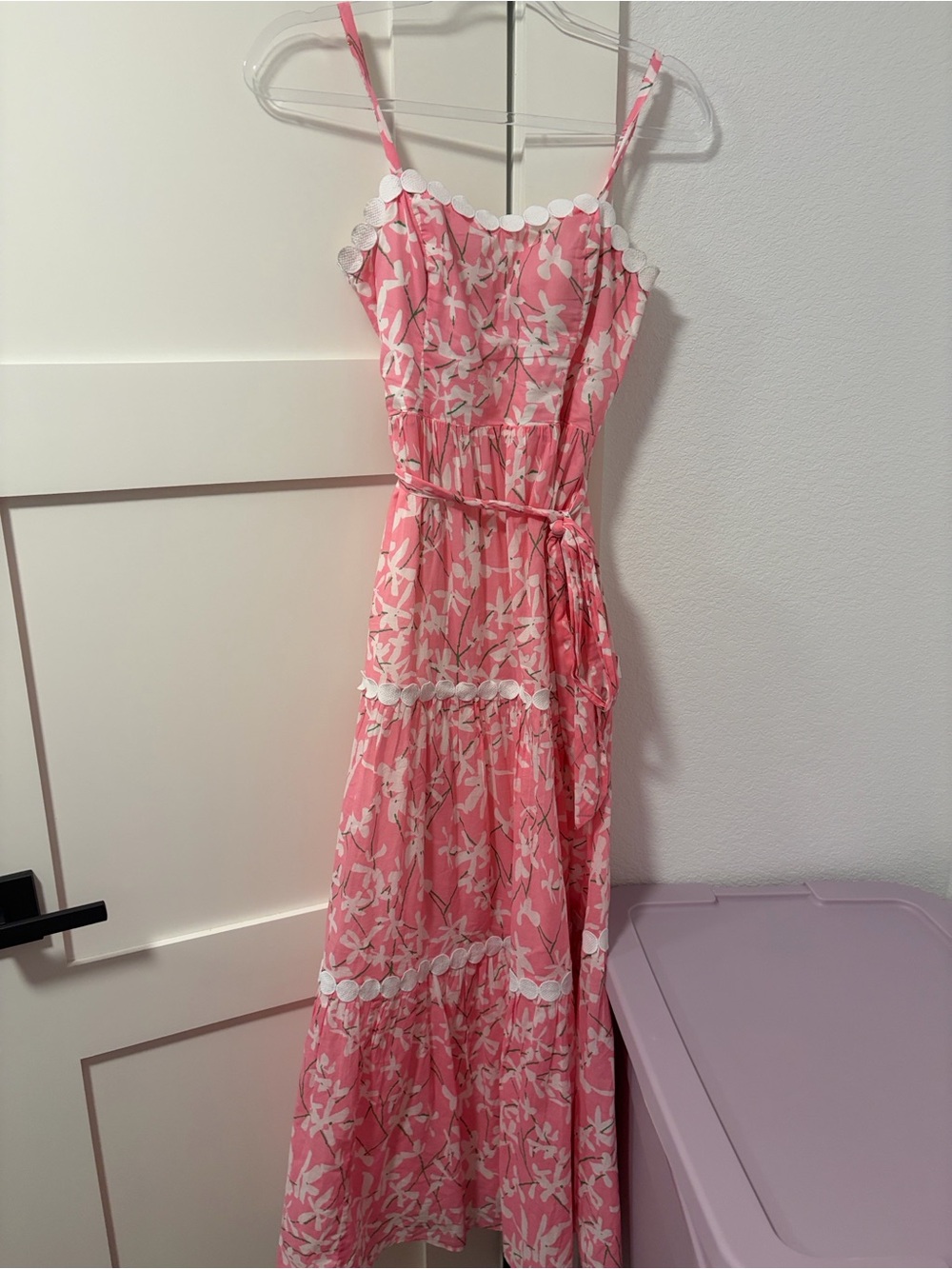 Lilly Pulitzer Laney Pink Floral Maxi Dress with Scallop Trim